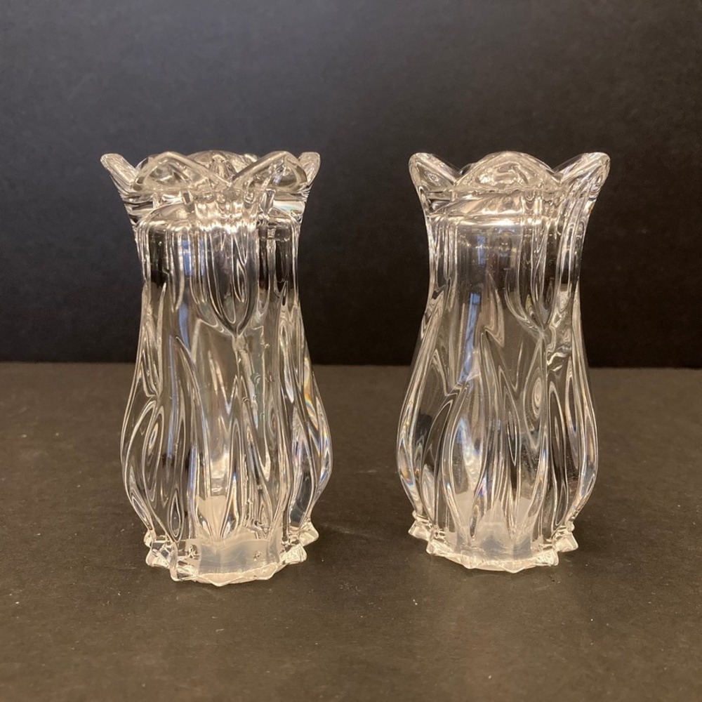 Gorham Vtg Tulip Crystal Salt & Pepper Shakers‎ 3.5" Tall